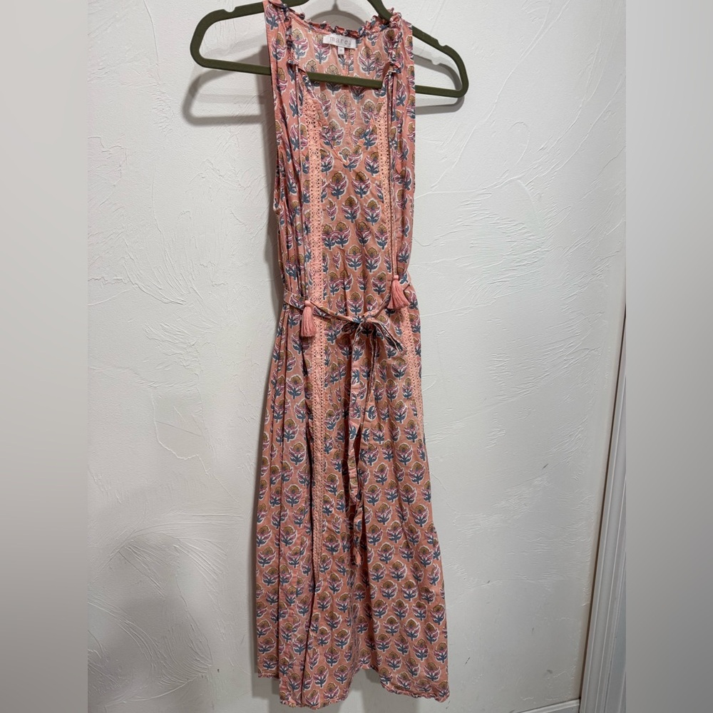 Marea peach flowered midi dress